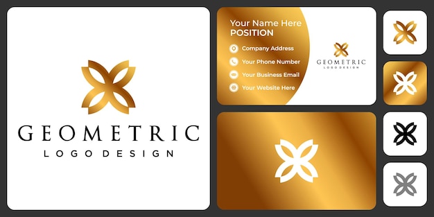 Simple flower logo design with business card template