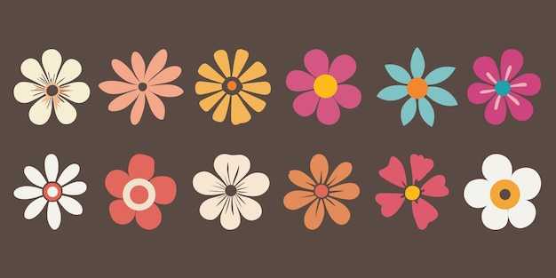 Simple flower vector icon collection flat flower vector design