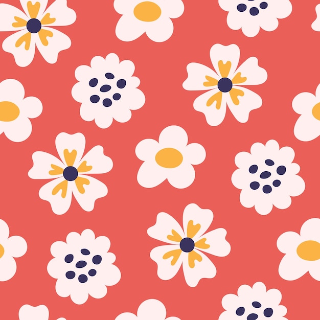 Simple flowers seamless pattern