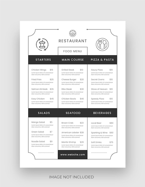 Vettore menu di cibo semplice ristorante caffetteria modello vettoriale fast food flyer design pulito