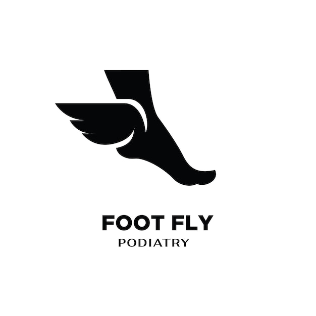 Semplice piede fly explorer concettuale semplice piede minimo con ali art logo disegno vettoriale illustrazione