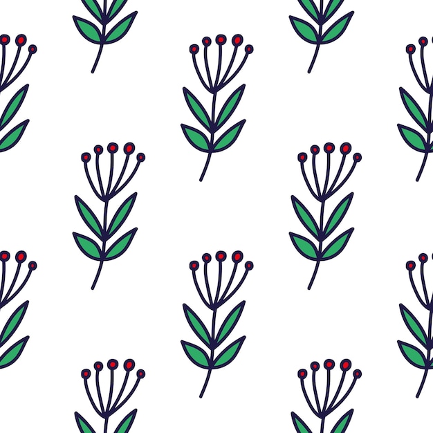 Simple forest berry seamless pattern Hand drawn cute floral wallpaper