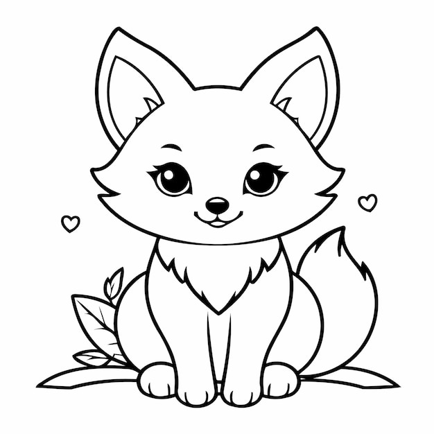 Simple Fox doodle illustration for kids page