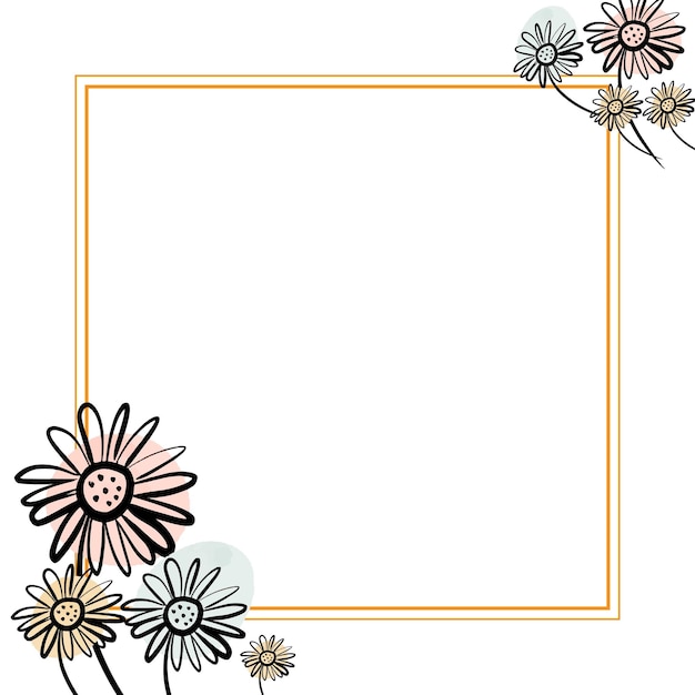 simple frame with chamomile line art