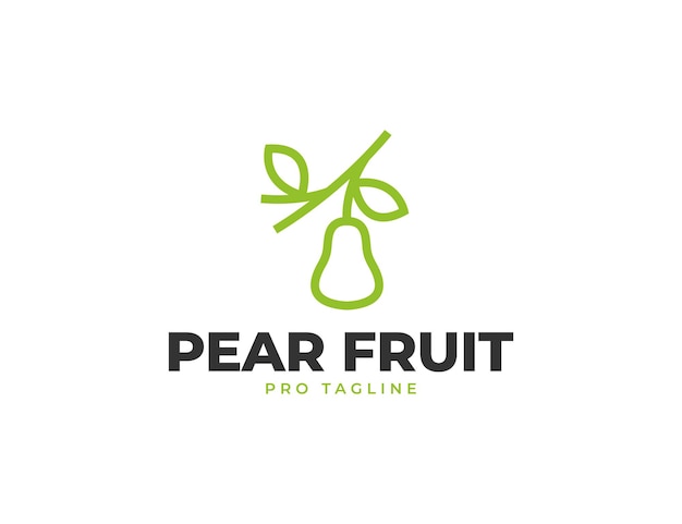 Simple fresh pear fruit logo illustration