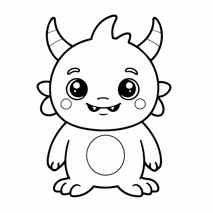 Vector simple friendly monster illustration for kids page