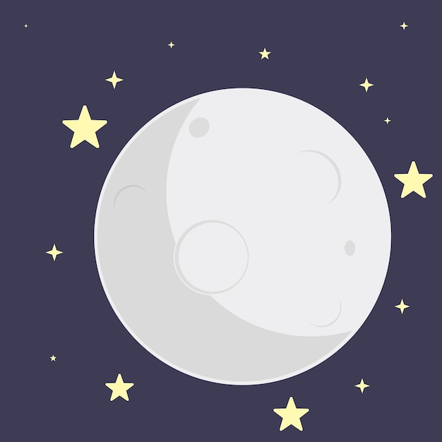 Vector simple full moon with star icon vector illustration eps10