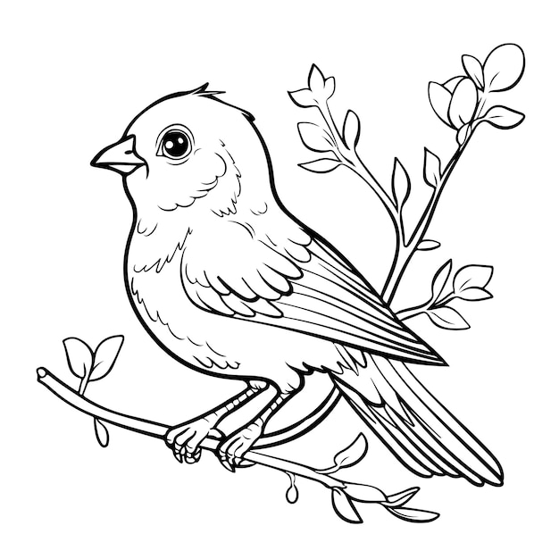 Vector simple and fun handdrawn canary bird for kids coloring book pages