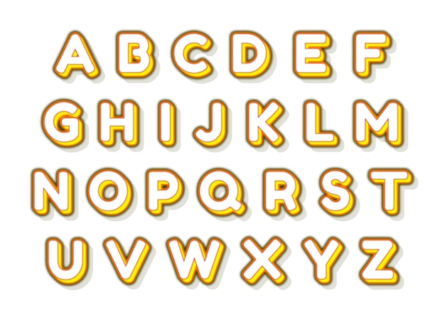 Vector simple and fun yellow alphabets set