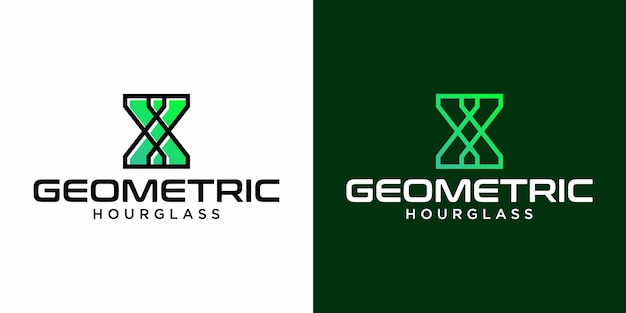 Simple geometric hourglass logo design with green color