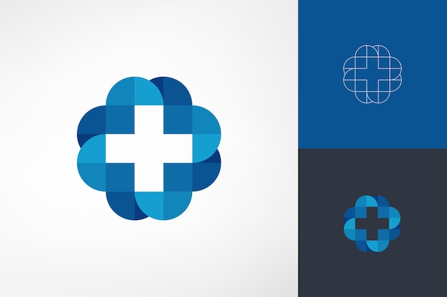 Simple geometric medical cross flower. A logo for health that is modern and sophisticated.