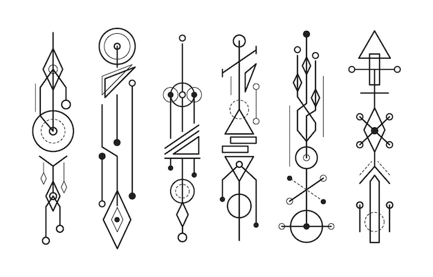 Premium Vector | Simple geometry line tattoo vector