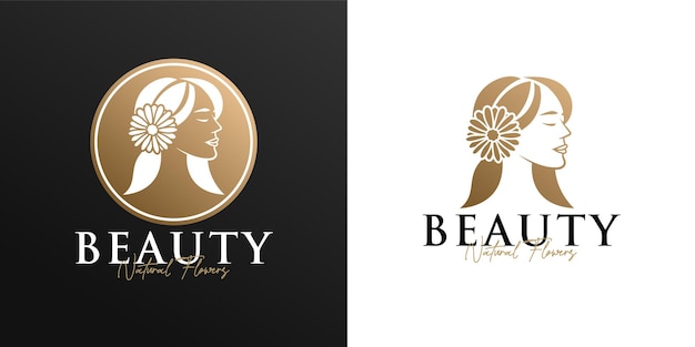 simple gold beauty woman logo template