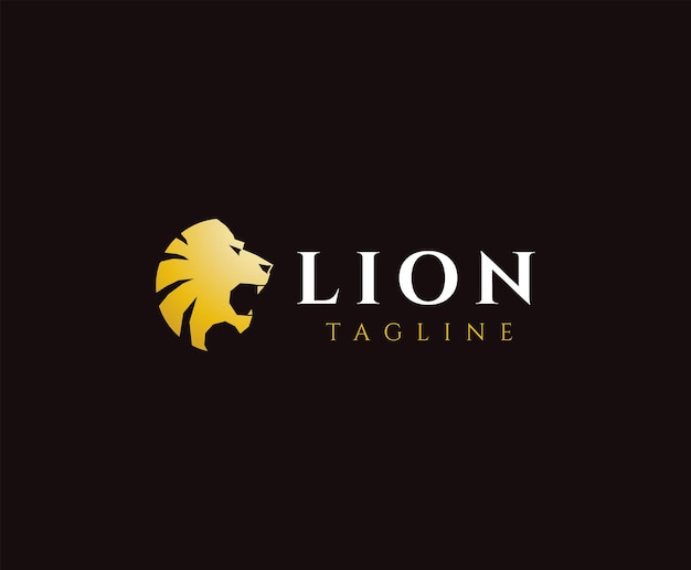 simple gold lion logo icon design template
