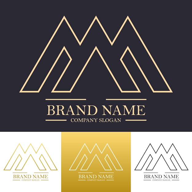 simple gold logo with the concept of three mountains or the letter aaa