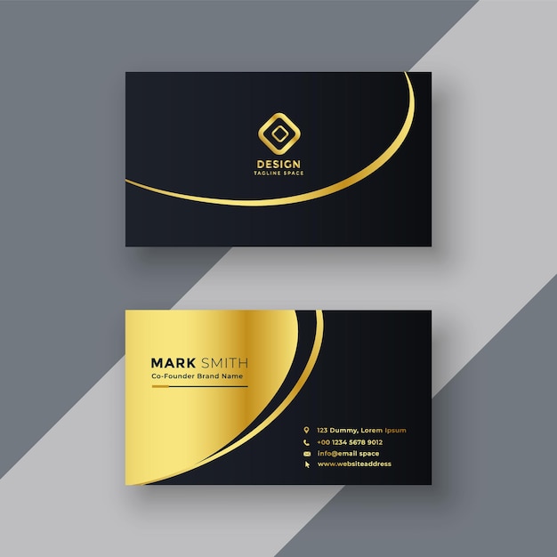 Vector simple golden and black business card template design