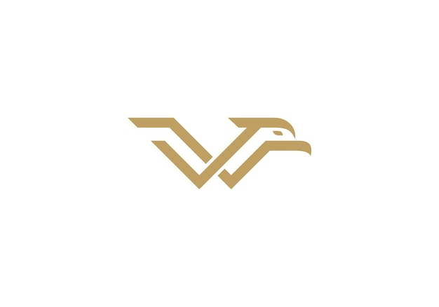 простой логотип золотого орла линейный стиль шаблон дизайна иконы
