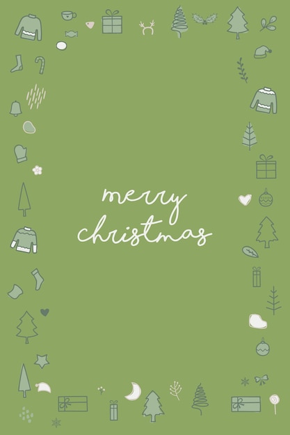 카드를 위한 간단한 그린 크리스마스 프레임
