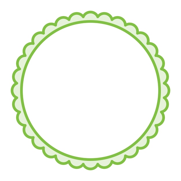 Vector simple green circular blank background with scallop frame border ornament