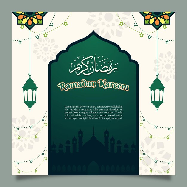 Simple green islamic square banner template design for social media post