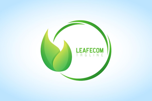 Simple green leaf gradient logo for corporate