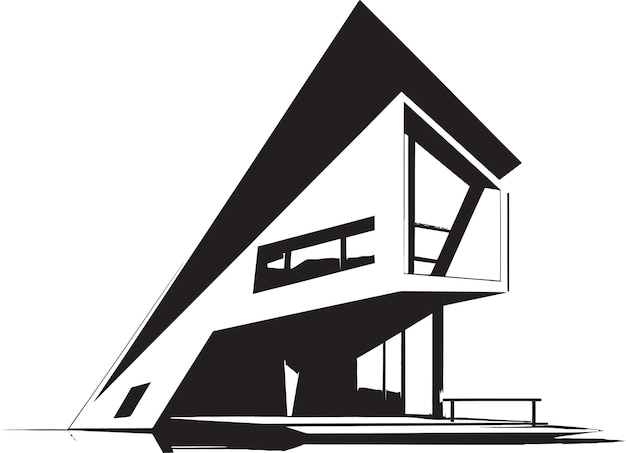 Simple Habitat Mark Minimal House Design in Vector Contemporary Dwelling Icon Minimal House Vector