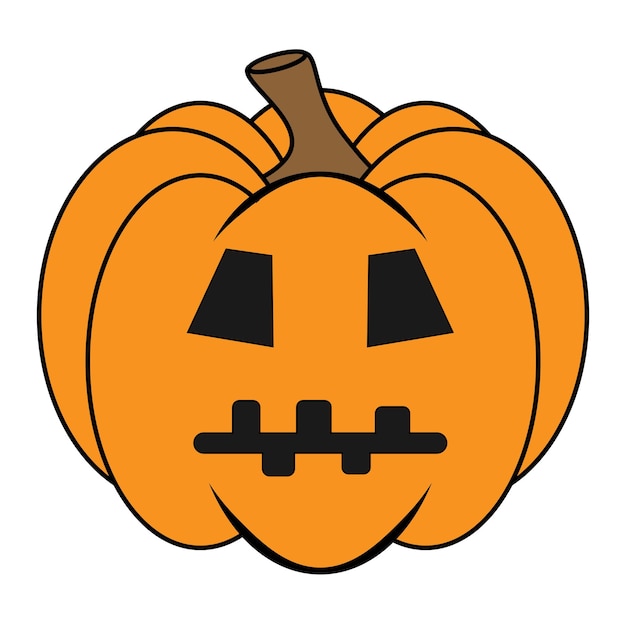 Simple Halloween scary pumpkin with funny face in flat style Illustration cartoon pumpkin