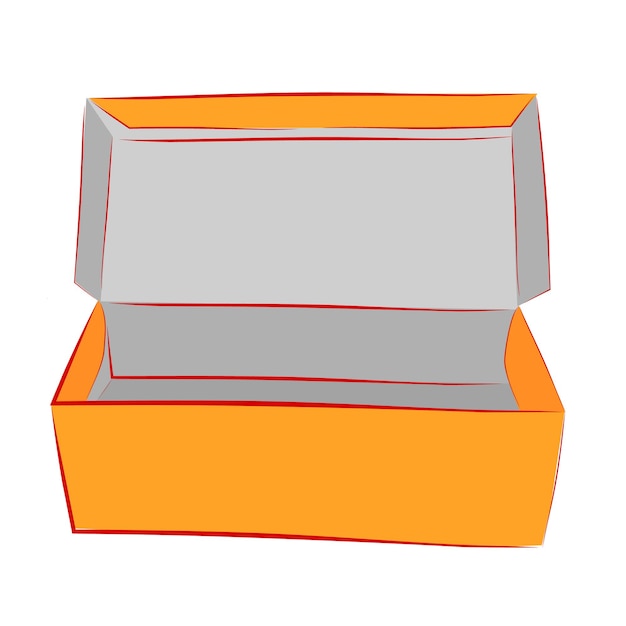 Vector simple hand draw sketch vector mockup orange shoe box, isolated on white