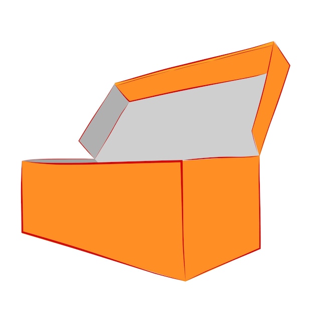 Semplice mano disegnare schizzo vettore mockup scatola di scarpe arancione, isolato su bianco