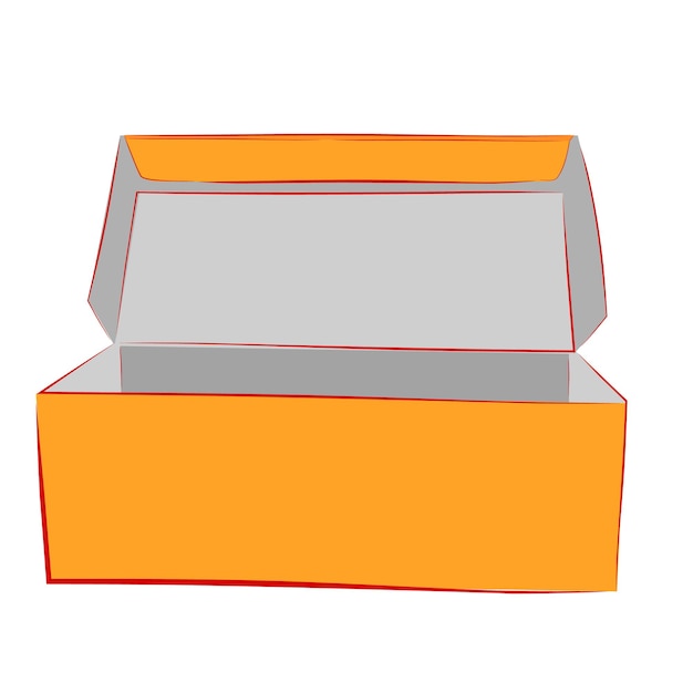 Simple hand draw sketch vector mockup orange shoe box, isolated on white