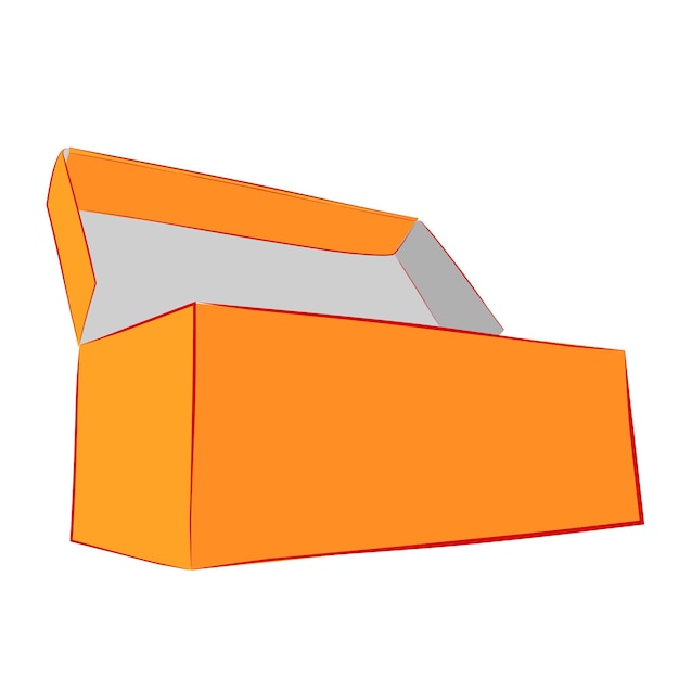 Simple Hand Draw Sketch Vector Mockup Orange Shoe Box, Isolated on white
