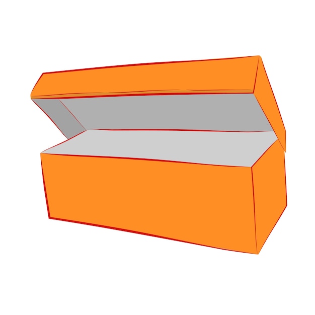 Simple hand draw sketch vector mockup oranje schoenendoos, geïsoleerd op wit