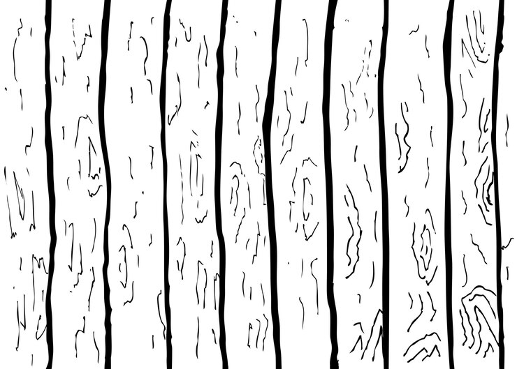Vector simple hand draw sketch vector seamless black and white wooden board
