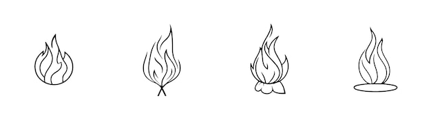 Simple Hand-Drawn Bonfire Outline in Flat Design