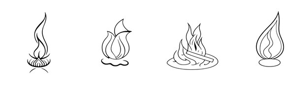 Simple Hand-Drawn Bonfire Outline in Flat Design