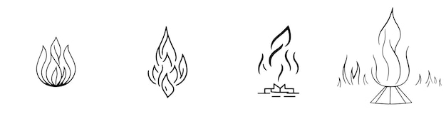 Simple Hand-Drawn Bonfire Outline in Flat Design