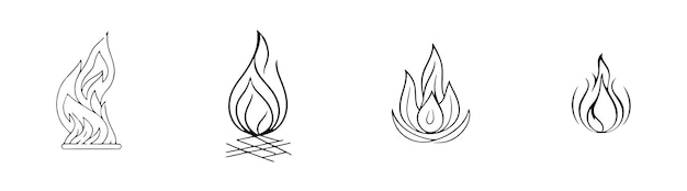 Simple Hand-Drawn Bonfire Outline in Flat Design