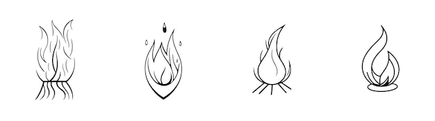Простой рисованный контур костра в плоском дизайне