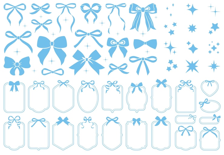 Vector 手描きの色彩のリボンボウコレクション 装飾用ボウノット 大きなボウタイセット 大きな r