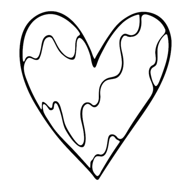 Semplice illustrazione del cuore disegnata a mano carino il cuore di san valentino doodle love clipart