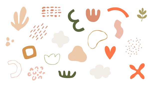 Simple hand drawn vector doodle shapes set elements for decoration and design