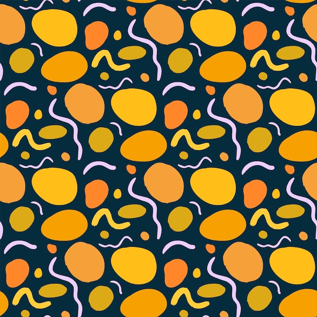 Простые векторные узоры, нарисованные вручную Желтые и темно-оранжевые точки кисти неправильной формы от руки