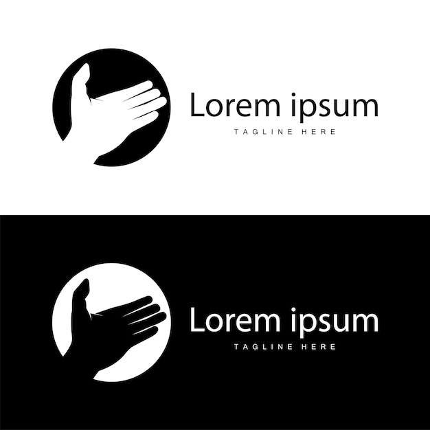 Vector simple hand and fingers vector design minimalist black silhouette product brand hand logo template