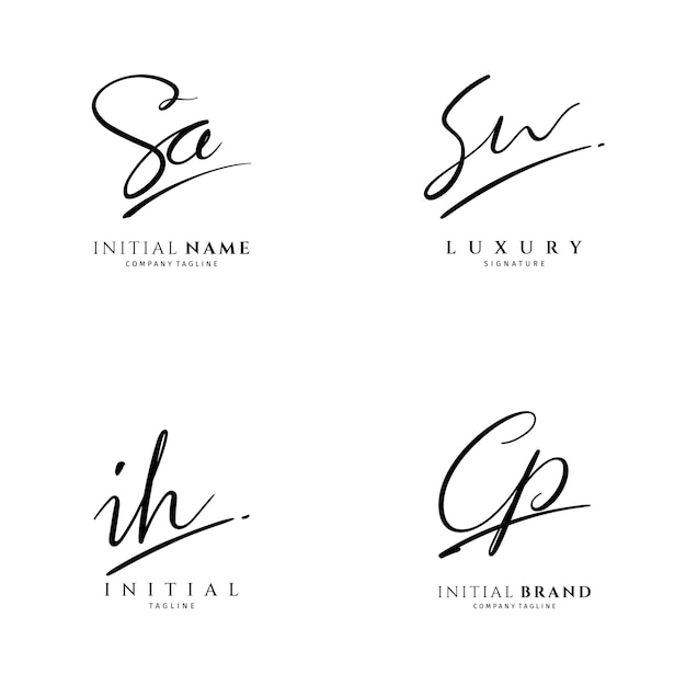 Vector simple handwritten logo template collection