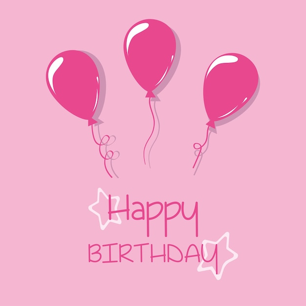 Simple happy birthday greeting card with balloons