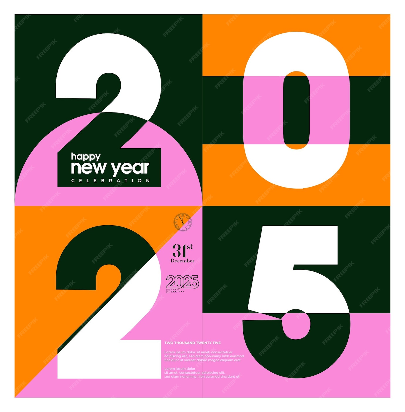 Premium Vector Simple happy new year 2025 poster poster design with colors reflecting a happy