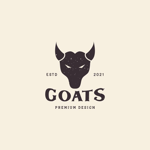 Simple head goat vintage logo symbol icon vector graphic design illustration idea creative