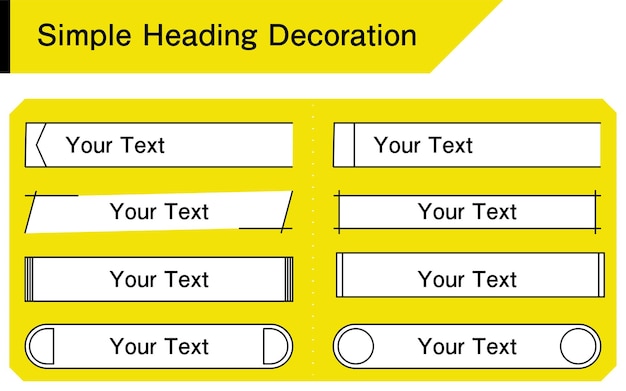 Simple headline decoration box design white background on yellow background