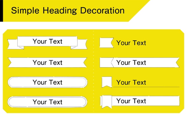 Vettore semplice titolo decorazione nastro tag box sfondo bianco su sfondo giallo