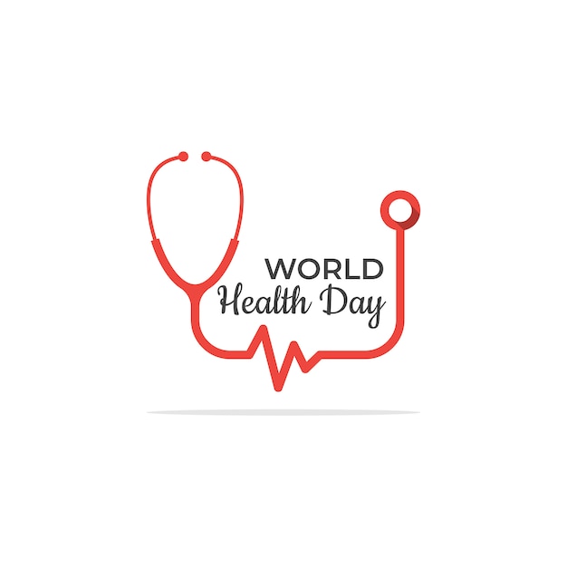 Modello di logo semplice giornata della salute con lo stetoscopio